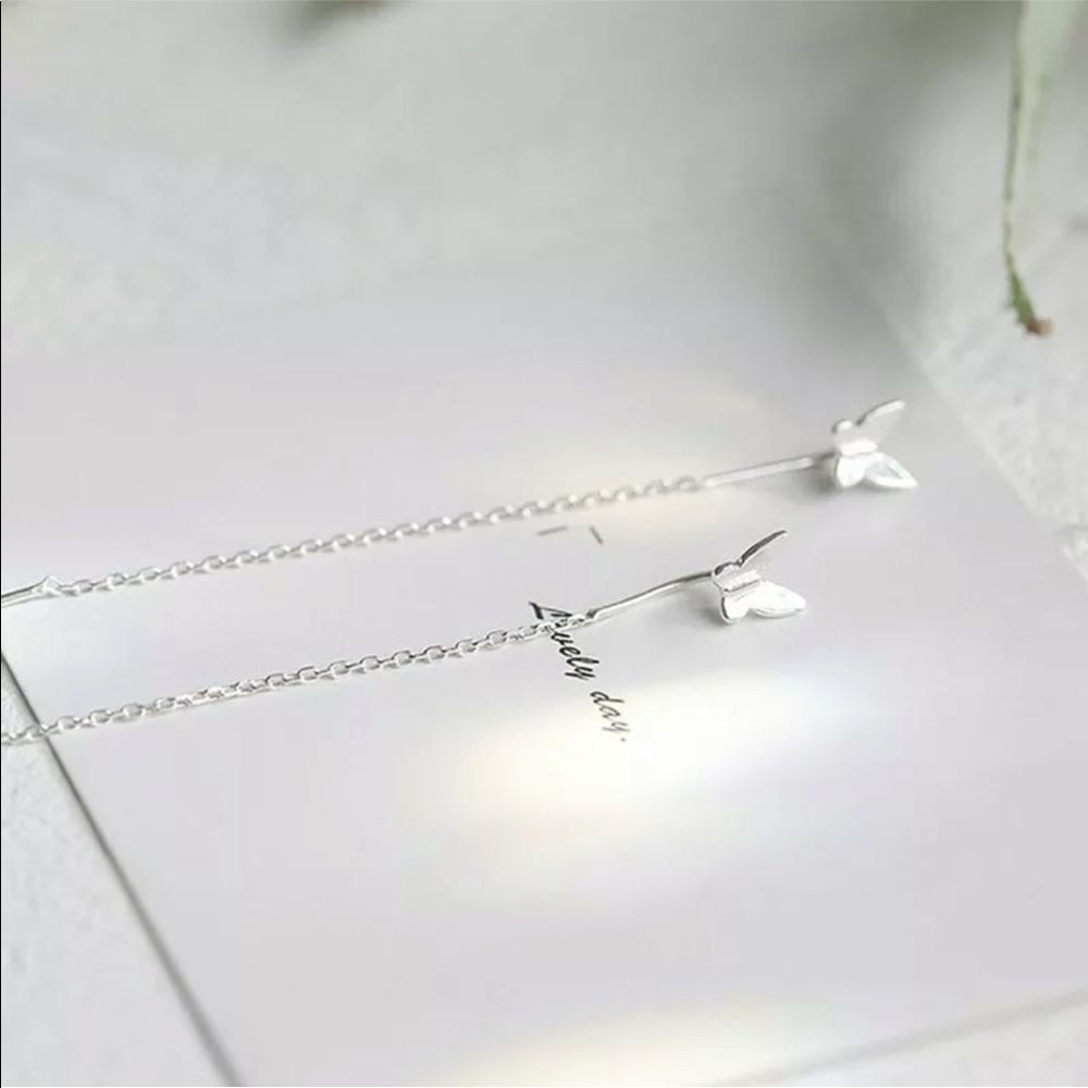 Sliver Butterfly Earrings - Picture 3 of 4